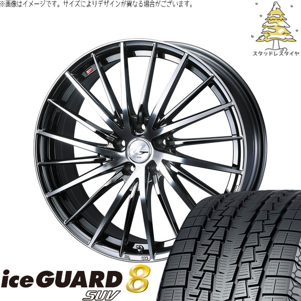 ヨコハマタイヤ アイスガード8 SUV 215/70R16 ＋ レオニス FR ブラックメタルコート/ミラーカット 16インチ 6.5J +47 5H114.3P スタッドレス・ホイール4本セット。1枚目。