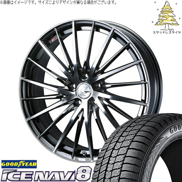 グッドイヤー アイスナビ8 195/50R19 ＋ レオニス FR ブラックメタルコート/ミラーカット 19インチ 8J +43 5H114.3P スタッドレス・ホイール4本セット。1枚目。