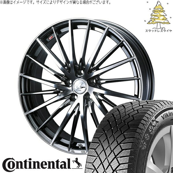 コンチネンタル バイキングコンタクト7 225/55R17 ＋ レオニス FR ブラックメタルコート/ミラーカット 17インチ 7J +42 5H114.3P スタッドレス・ホイール4本セット。1枚目。