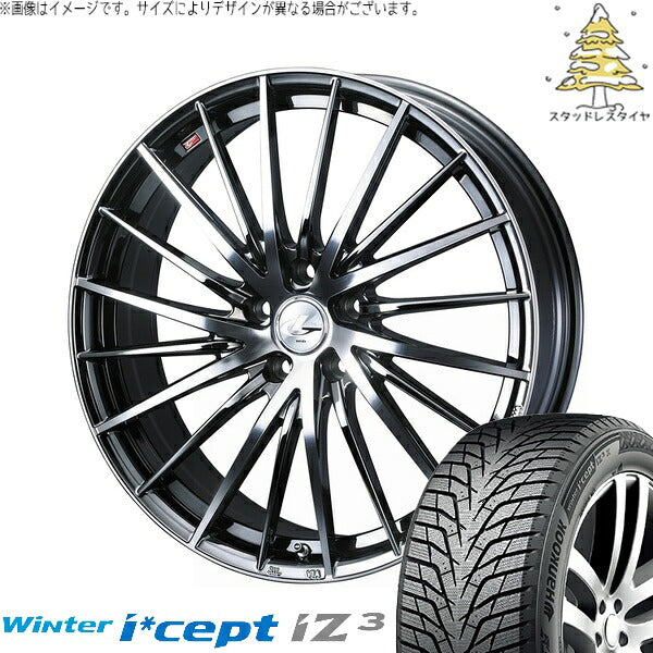ハンコック ウィンターアイセプト IZ3X W636A 235/55R19 ＋ レオニス FR ブラックメタルコート/ミラーカット 19インチ 8J +43 5H114.3P スタッドレス・ホイール4本セット。1枚目。