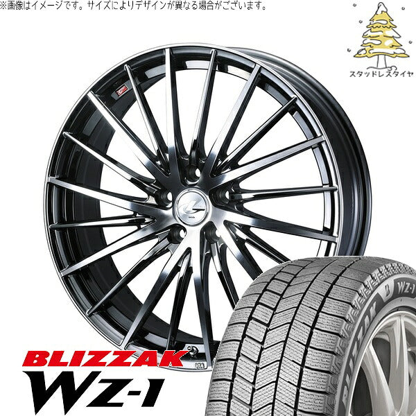 ブリヂストン ブリザック WZ-1 195/45R17 ＋ レオニス FR ブラックメタルコート/ミラーカット 17インチ 7J +47 5H100P スタッドレス・ホイール4本セット。1枚目。