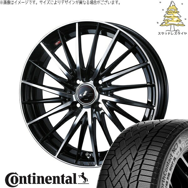 コンチネンタル ノースコンタクト NC7 175/65R15 ＋ レオニス FR パールブラック/ミラーカット 15インチ 4.5J +45 4H100P スタッドレス・ホイール4本セット。1枚目。