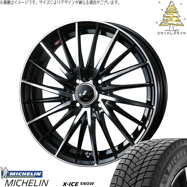 ミシュラン エックスアイス スノー 185/65R15 ＋ レオニス FR パールブラック/ミラーカット 15インチ 5.5J +43 4H100P スタッドレス・ホイール4本セット。1枚目。