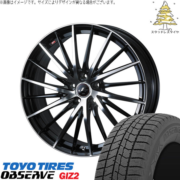 トーヨータイヤ OBSERVE 195/50R19 ＋ レオニス FR パールブラック/ミラーカット 19インチ 7.5J +40 5H114.3P スタッドレス・ホイール4本セット。1枚目。