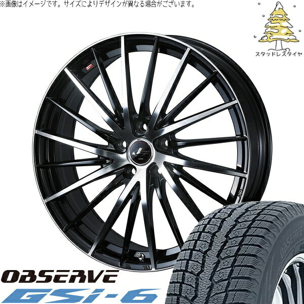 トーヨータイヤ オブザーブ Gsi-6 215/70R16 ＋ レオニス FR パールブラック/ミラーカット 16インチ 6.5J +40 5H114.3P スタッドレス・ホイール4本セット。1枚目。
