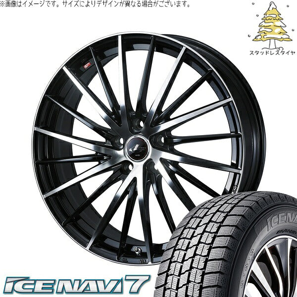 グッドイヤー アイスナビ7 215/50R17 ＋ レオニス FR パールブラック/ミラーカット 17インチ 7J +47 5H114.3P スタッドレス・ホイール4本セット。1枚目。