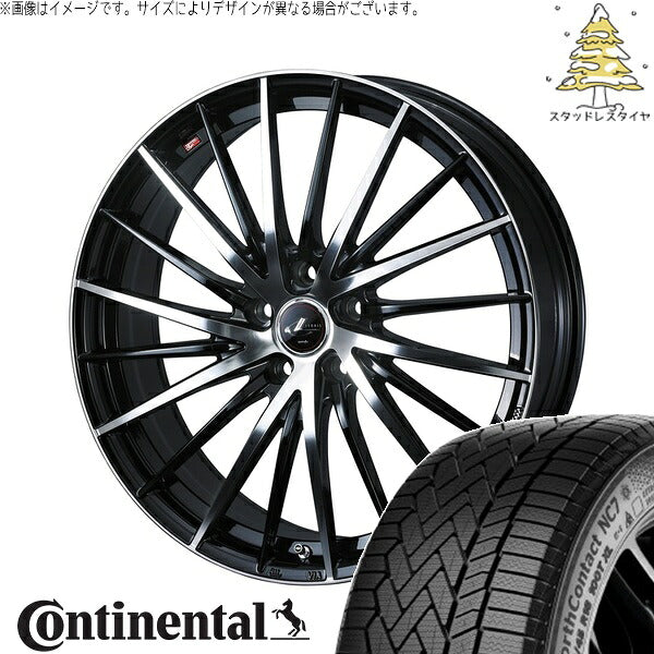 コンチネンタル ノースコンタクト NC7 225/55R17 ＋ レオニス FR パールブラック/ミラーカット 17インチ 6.5J +42 5H100P スタッドレス・ホイール4本セット。1枚目。