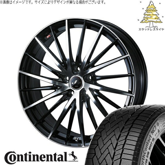コンチネンタル ノースコンタクト NC7 235/50R18 ＋ レオニス FR パールブラック/ミラーカット 18インチ 8J +42 5H114.3P スタッドレス・ホイール4本セット。1枚目。