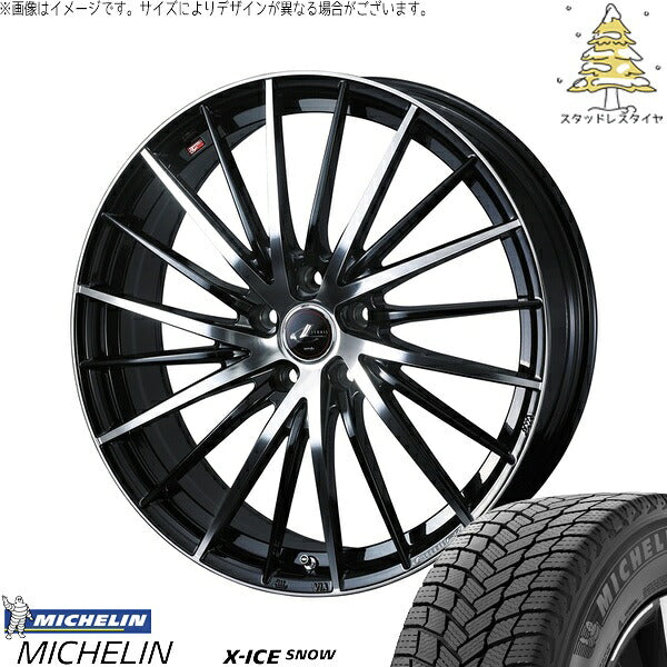 ミシュラン エックスアイス スノー 225/65R17 ＋ レオニス FR パールブラック/ミラーカット 17インチ 7J +47 5H114.3P スタッドレス・ホイール4本セット。1枚目。