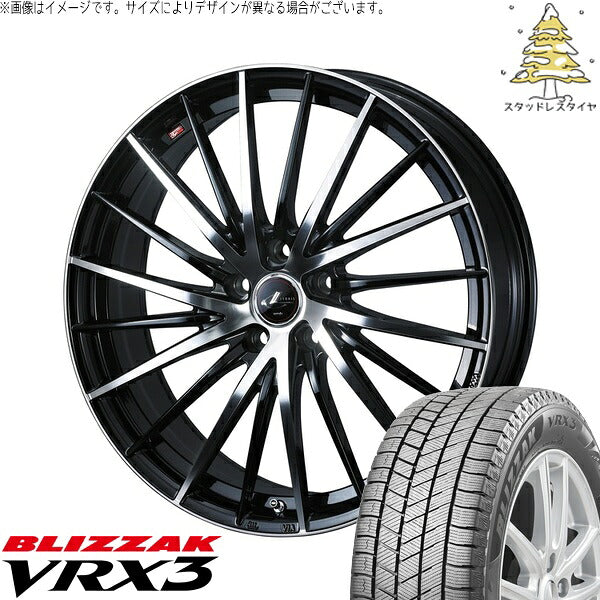 ブリヂストン ブリザック VRX3 235/55R18 ＋ レオニス FR パールブラック/ミラーカット 18インチ 7J +40 5H114.3P スタッドレス・ホイール4本セット。1枚目。