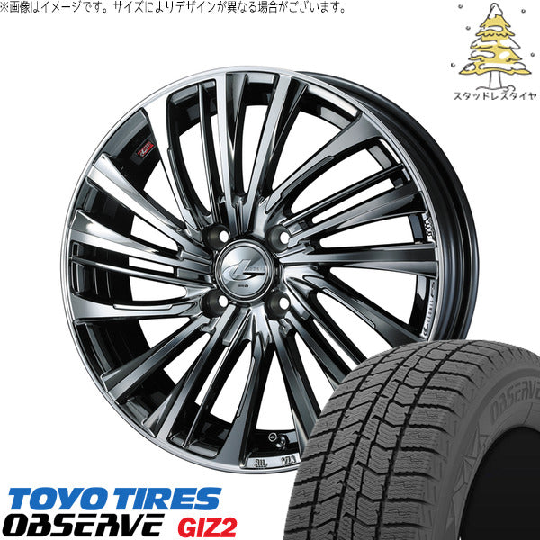 トーヨータイヤ OBSERVE 165/60R14 ＋ レオニス FS ブラックメタルコート/ミラーカット 14インチ 4.5J +45 4H100P スタッドレス・ホイール4本セット。1枚目。