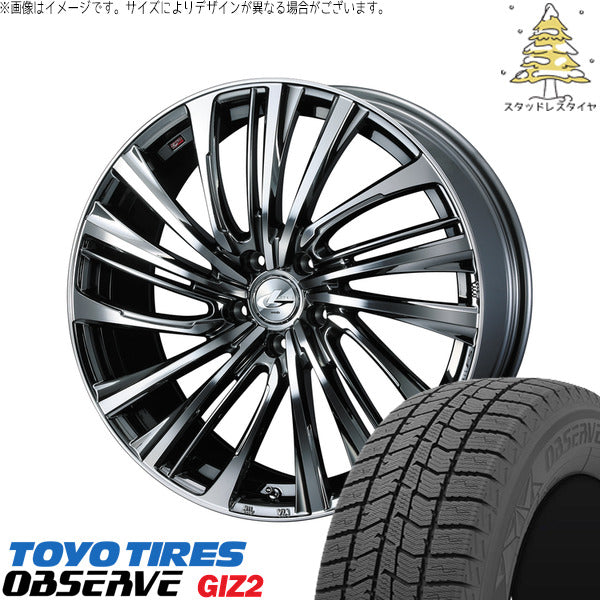 トーヨータイヤ OBSERVE 225/55R19 ＋ レオニス FS ブラックメタルコート/ミラーカット 19インチ 7.5J +48 5H114.3P スタッドレス・ホイール4本セット。1枚目。