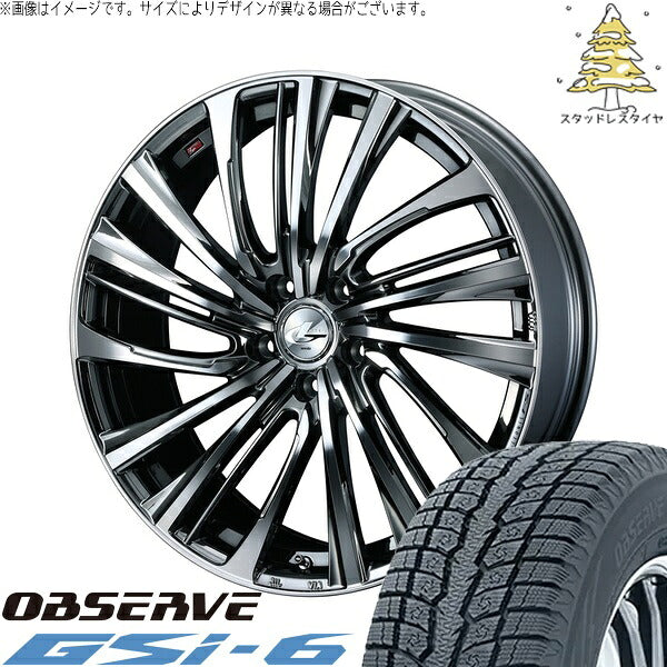 トーヨータイヤ オブザーブ Gsi-6 225/55R18 ＋ レオニス FS ブラックメタルコート/ミラーカット 18インチ 7J +55 5H114.3P スタッドレス・ホイール4本セット。1枚目。