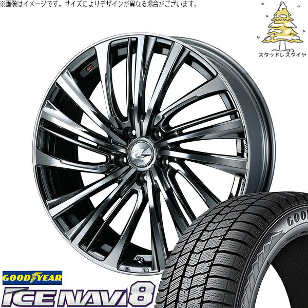 グッドイヤー アイスナビ8 245/40R19 ＋ レオニス FS ブラックメタルコート/ミラーカット 19インチ 8J +35 5H114.3P スタッドレス・ホイール4本セット。1枚目。