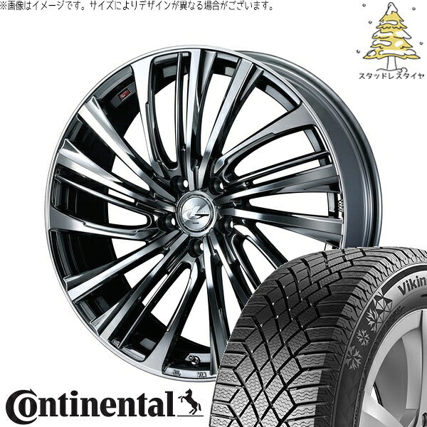 コンチネンタル バイキングコンタクト7 205/55R17 ＋ レオニス FS ブラックメタルコート/ミラーカット 17インチ 7J +53 5H114.3P スタッドレス・ホイール4本セット。1枚目。