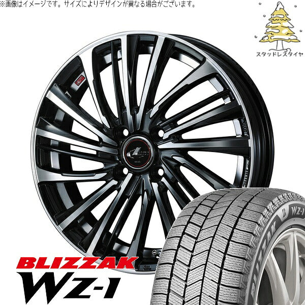 ブリヂストン ブリザック WZ-1 165/65R15 ＋ レオニス FS パールブラック/ミラーカット 15インチ 4.5J +45 4H100P スタッドレス・ホイール4本セット。1枚目。