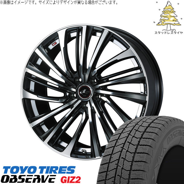 トーヨータイヤ OBSERVE 215/60R16 ＋ レオニス FS パールブラック/ミラーカット 16インチ 6.5J +40 5H114.3P スタッドレス・ホイール4本セット。1枚目。