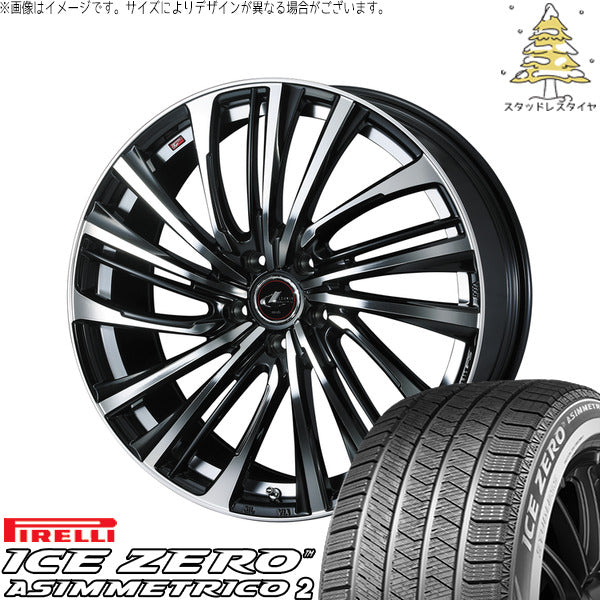 ピレリ アイスゼロアシンメトリコ2 235/55R18 ＋ レオニス FS パールブラック/ミラーカット 18インチ 8J +42 5H114.3P スタッドレス・ホイール4本セット。1枚目。