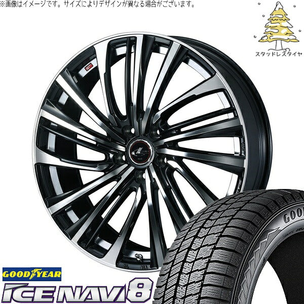 グッドイヤー アイスナビ8 225/50R18 ＋ レオニス FS パールブラック/ミラーカット 18インチ 7J +55 5H114.3P スタッドレス・ホイール4本セット。1枚目。