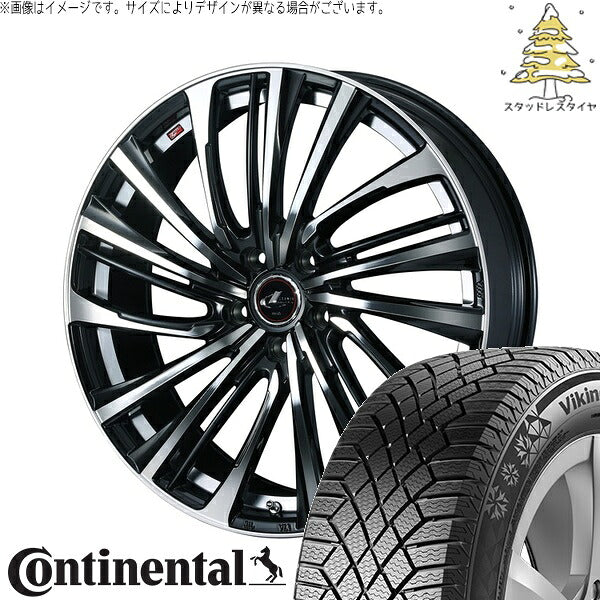 コンチネンタル バイキングコンタクト7 225/55R17 ＋ レオニス FS パールブラック/ミラーカット 17インチ 7J +53 5H114.3P スタッドレス・ホイール4本セット。1枚目。