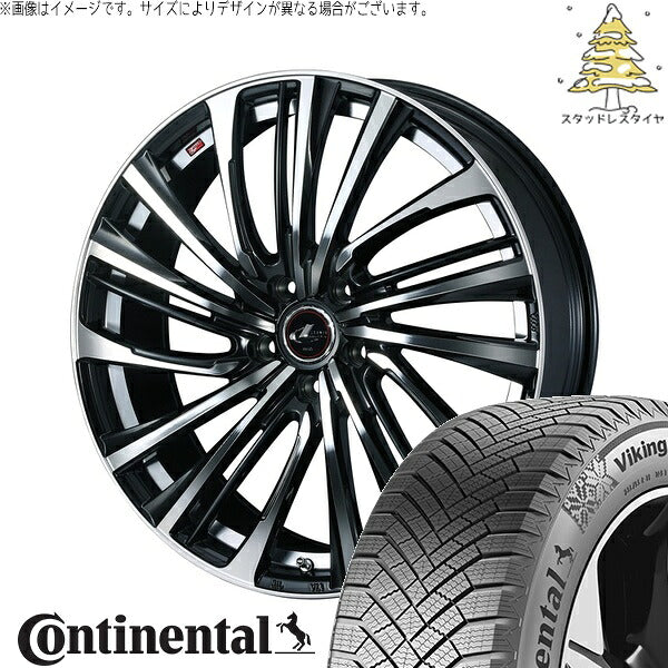 コンチネンタル バイキングコンタクト8 225/45R18 ＋ レオニス FS パールブラック/ミラーカット 18インチ 8J +42 5H114.3P スタッドレス・ホイール4本セット。1枚目。