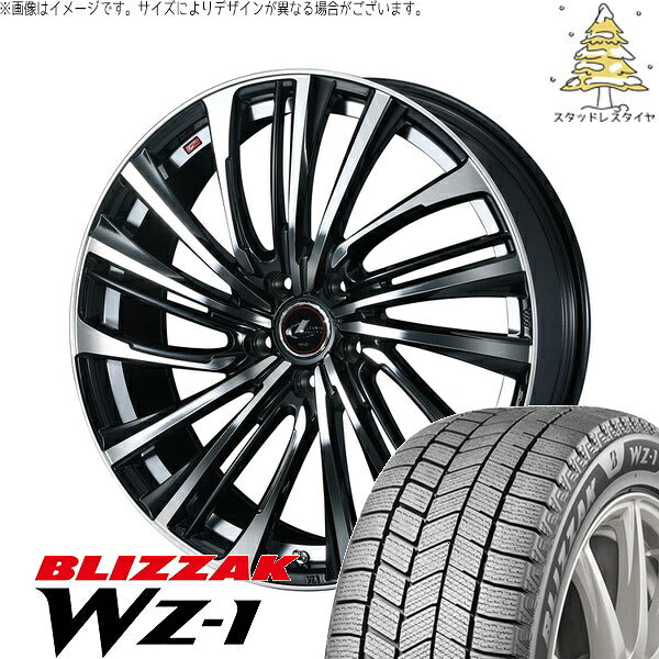 ブリヂストン ブリザック WZ-1 215/40R18 ＋ レオニス FS パールブラック/ミラーカット 18インチ 7J +47 5H100P スタッドレス・ホイール4本セット。1枚目。