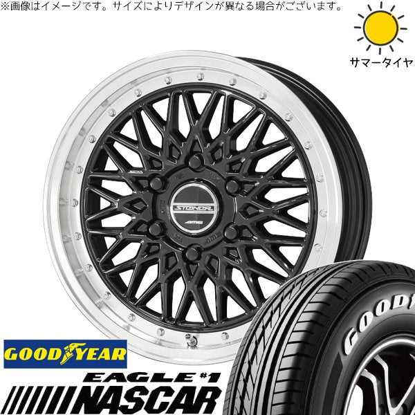グッドイヤー イーグル ナスカー 215/65R16 ＋ シュタイナー FTX オニキスブラック/光輝リム/メッキピアスボルト 16インチ 6.5J +38 6H139.7P サマー・ホイール4本セット。1枚目。