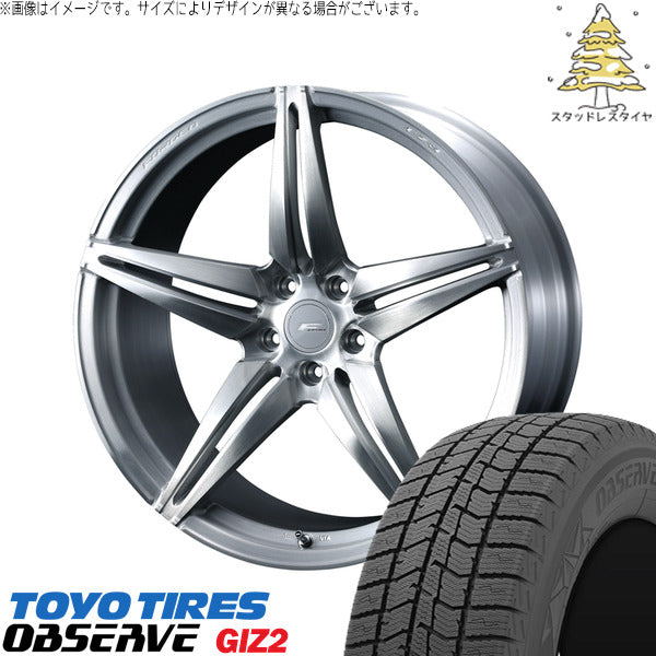 トーヨータイヤ OBSERVE 225/55R19 ＋ エフゼロ FZ-3 ブラッシュド 19インチ 8J +45 5H114.3P スタッドレス・ホイール4本セット。1枚目。