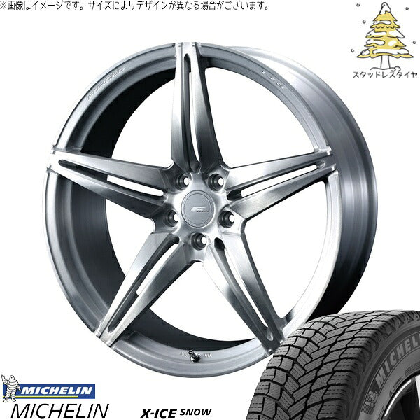 ミシュラン エックスアイス スノー 225/45R19 ＋ エフゼロ FZ-3 ブラッシュド 19インチ 8J +45 5H114.3P スタッドレス・ホイール4本セット。1枚目。