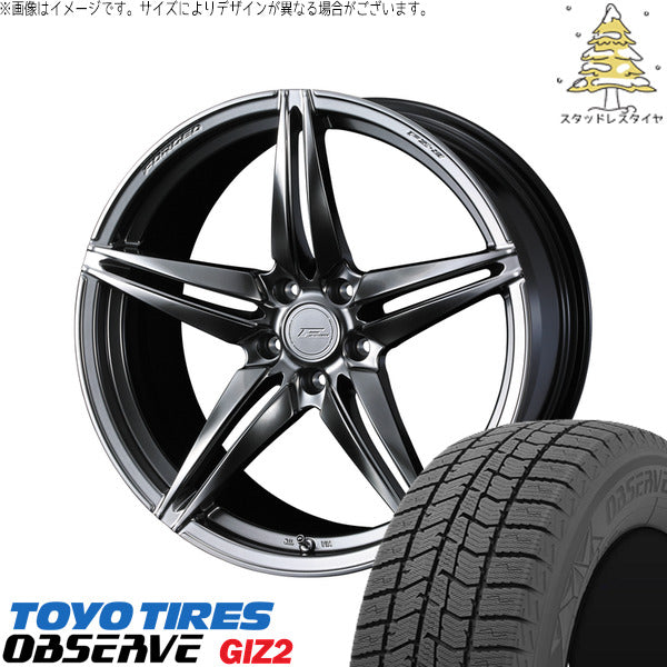 トーヨータイヤ OBSERVE 225/55R19 ＋ エフゼロ FZ-3 ダイヤモンドブラック 19インチ 8J +38 5H114.3P スタッドレス・ホイール4本セット。1枚目。