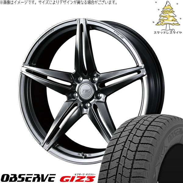 トーヨータイヤ オブザーブ GIZ3 225/55R18 ＋ エフゼロ FZ-3 ダイヤモンドブラック 18インチ 7.5J +45 5H100P スタッドレス・ホイール4本セット。1枚目。