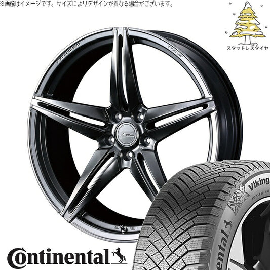 コンチネンタル バイキングコンタクト8 225/55R18 ＋ エフゼロ FZ-3 ダイヤモンドブラック 18インチ 7.5J +45 5H100P スタッドレス・ホイール4本セット。1枚目。