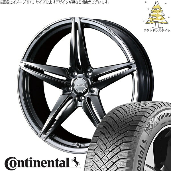 コンチネンタル バイキングコンタクト8 225/50R18 ＋ エフゼロ FZ-3 ダイヤモンドブラック 18インチ 7.5J +45 5H100P スタッドレス・ホイール4本セット。1枚目。