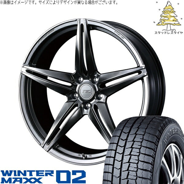 ダンロップ ウィンターマックス02 225/50R18 ＋ エフゼロ FZ-3 ダイヤモンドブラック 18インチ 7.5J +38 5H114.3P スタッドレス・ホイール4本セット。1枚目。