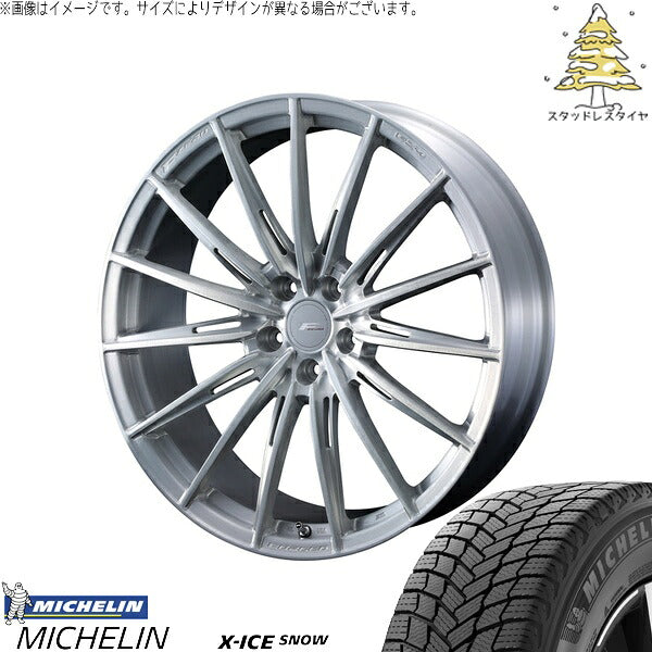 ミシュラン エックスアイス スノー 225/55R18 ＋ エフゼロ FZ-4 ブラッシュド 18インチ 7.5J +45 5H100P スタッドレス・ホイール4本セット。1枚目。