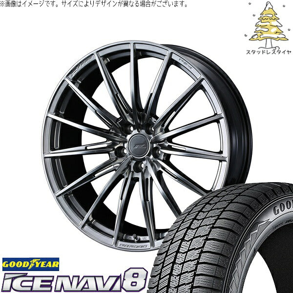 グッドイヤー アイスナビ8 225/55R18 ＋ エフゼロ FZ-4 ダイヤモンドブラック 18インチ 7.5J +45 5H100P スタッドレス・ホイール4本セット。1枚目。