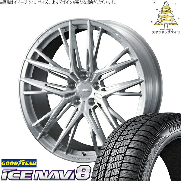 グッドイヤー アイスナビ8 235/40R18 ＋ エフゼロ FZ-5 ブラッシュド 18インチ 8.5J +35 5H114.3P スタッドレス・ホイール4本セット。1枚目。