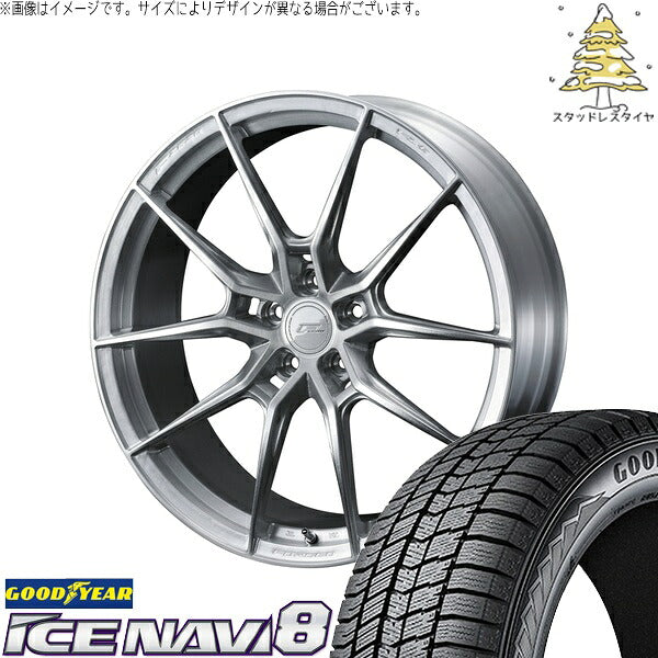グッドイヤー アイスナビ8 225/50R18 ＋ エフゼロ FZ-6 ブラッシュド 18インチ 8.5J +40 5H114.3P スタッドレス・ホイール4本セット。1枚目。