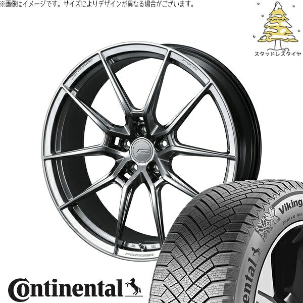 コンチネンタル バイキングコンタクト8 235/50R18 ＋ エフゼロ FZ-6 ダイヤモンドブラック 18インチ 8.5J +40 5H114.3P スタッドレス・ホイール4本セット。1枚目。