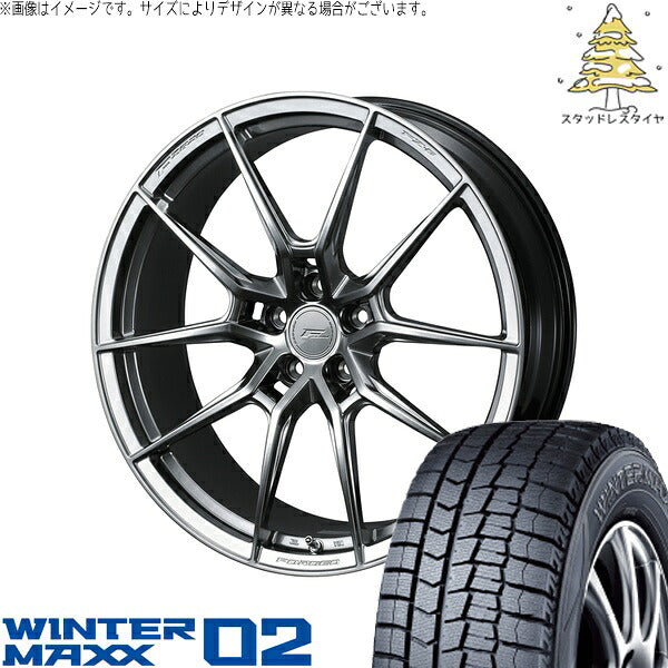 ダンロップ ウィンターマックス02 225/45R18 ＋ エフゼロ FZ-6 ダイヤモンドブラック 18インチ 8.5J +40 5H114.3P スタッドレス・ホイール4本セット。1枚目。