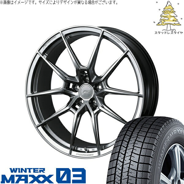 ダンロップ ウィンターマックス03 225/50R18 ＋ エフゼロ FZ-6 ダイヤモンドブラック 18インチ 8.5J +40 5H114.3P スタッドレス・ホイール4本セット。1枚目。