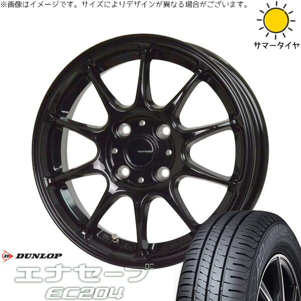 ダンロップ エナセーブ EC204 185/60R16 ＋ Gスピード G07 メタリックブラック 16インチ 6J +43 4H100P サマー・ホイール4本セット。1枚目。
