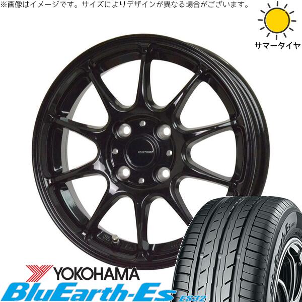 ヨコハマタイヤ ブルーアース ES32 185/55R15 ＋ Gスピード G07 メタリックブラック 15インチ 5.5J +43 4H100P サマー・ホイール4本セット。1枚目。