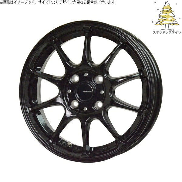 輸入スタッドレスタイヤ（銘柄指定不可） 175/65R15 ＋ Gスピード G07 メタリックブラック 15インチ 5.5J +43 4H100P ホイール4本セット。1枚目。