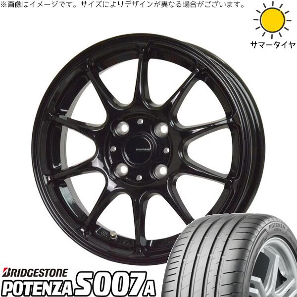 ブリヂストン ポテンザ S007A 205/45R17 ＋ Gスピード G07 メタリックブラック 17インチ 6.5J +45 4H100P サマー・ホイール4本セット。1枚目。