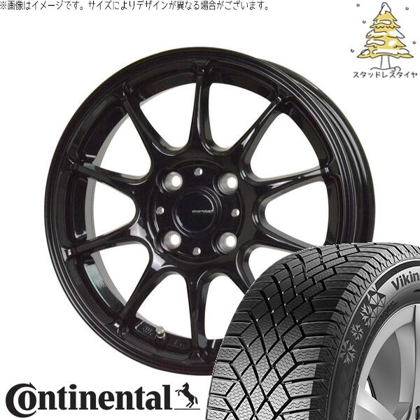 コンチネンタル バイキングコンタクト7 185/55R15 ＋ Gスピード G07 メタリックブラック 15インチ 5.5J +43 4H100P スタッドレス・ホイール4本セット。1枚目。