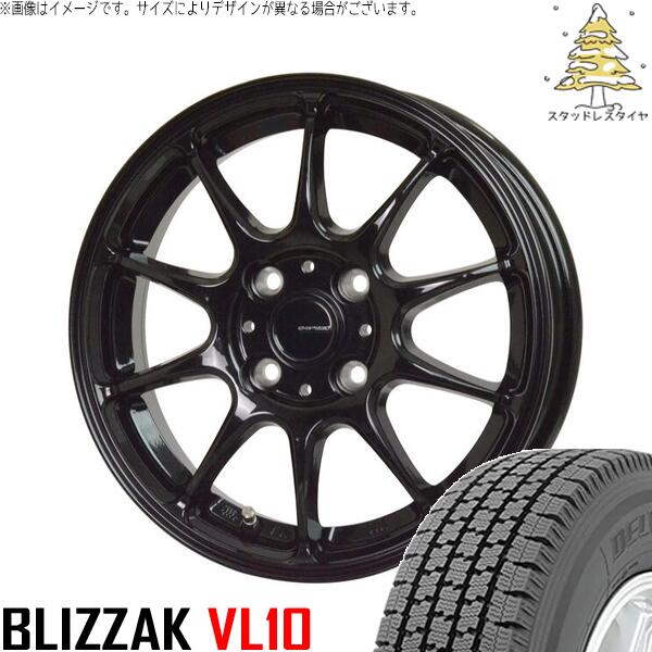 ブリヂストン ブリザック VL10 155/80R14 ＋ Gスピード G07 メタリックブラック 14インチ 5J +38 4H100P スタッドレス・ホイール4本セット。1枚目。