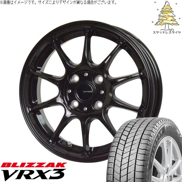ブリヂストン ブリザック VRX3 185/60R15 ＋ Gスピード G07 メタリックブラック 15インチ 5.5J +50 4H100P スタッドレス・ホイール4本セット。1枚目。