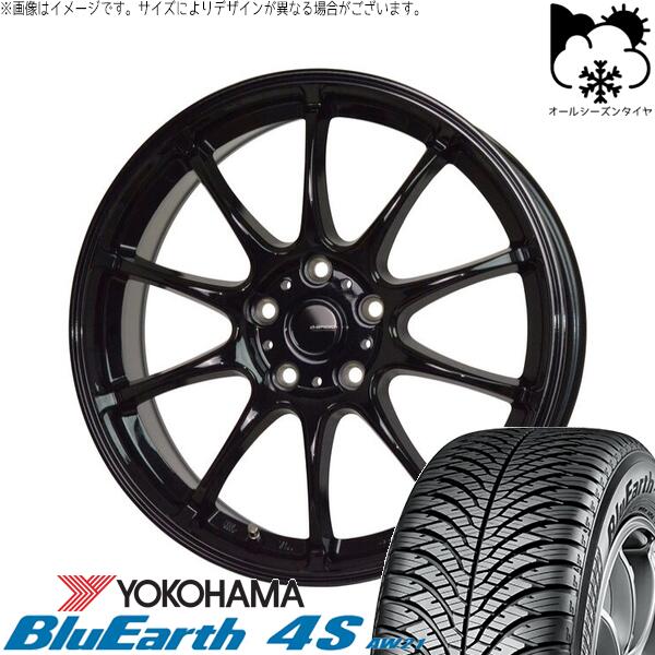 ヨコハマタイヤ ブルーアース4S AW21 215/60R17 ＋ Gスピード G07 メタリックブラック 17インチ 7J +38 5H114.3P オールシーズン・ホイール4本セット。1枚目。