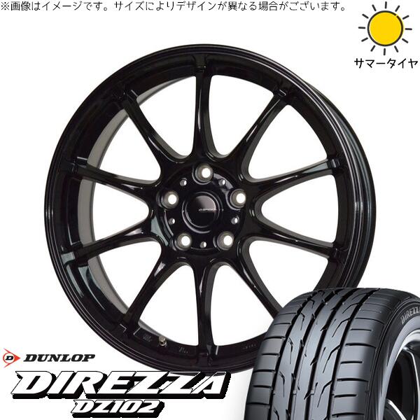 ダンロップ ディレッツァ DZ102 195/50R16 ＋ Gスピード G07 メタリックブラック 16インチ 6.5J +48 5H114.3P サマー・ホイール4本セット。1枚目。